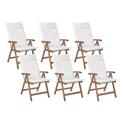 Set of Garden Chairs with Cushions AMANTEA Acacia Wood Off-White