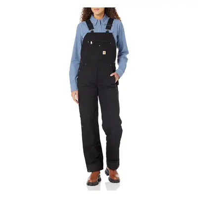 Carhartt Women's Petite Quilt Lined Washed Duck Bib Overall Black X