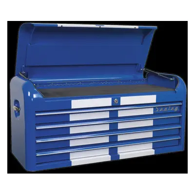 Topchest Drawer Wide Retro Style - Blue with White Stripes