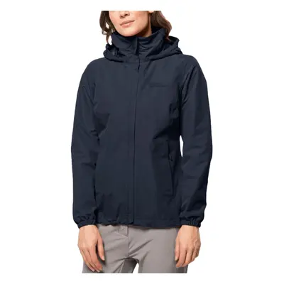 (XL, Night Blue) Jack Wolfskin Womens Stormy Point Waterproof Hooded Shell Rain Jacket Coat