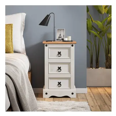 Corona White Narrow Drawer Bedside