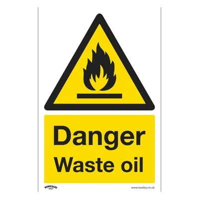 Warning Safety Sign - Danger Waste Oil - Rigid Plastic - Pack of