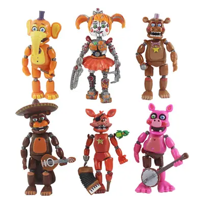 (Rockstar Version) FNAF Five Nights At Freddy's Mini Action Figures Toys Model Funtime Rockstar 