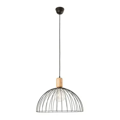 Leds-C4 Contrast - Cage Ceiling Pendant Matt Black Light Wood 1x E27 48.7cm