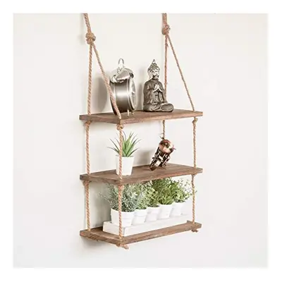 (three) Hanging Rope Swing Shelf Vintage Rustic Floating