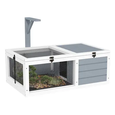 PawHut Tortoise Enclosure w/ Run, Lamp Holder, Pull Out Trays, Hideaway