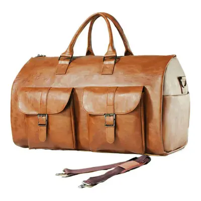 (brown) Versatile Business Garment Bag - Convertible Duffle Bag for Men and Women, Outdoor Gym B