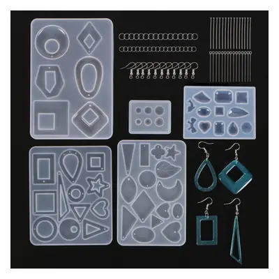 245Pcs DIY Silicone Earring Pendant Mold Resin Epoxy Jewelry Making Mould Tools