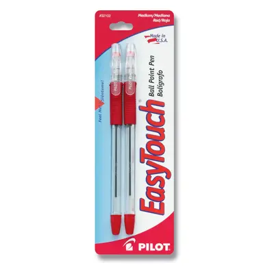 PILOT EasyTouch Ballpoint Stick Pens Medium Point Red Ink 2-Pack (32102)