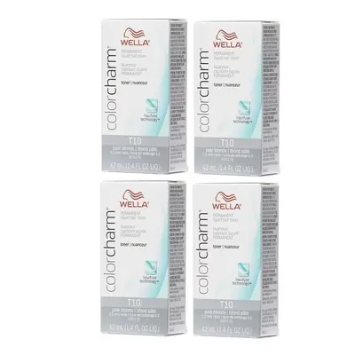 (T10 Pack of 4) Wella Color Charm T28 Natural Blonde Permanent Liquid Hair Toner