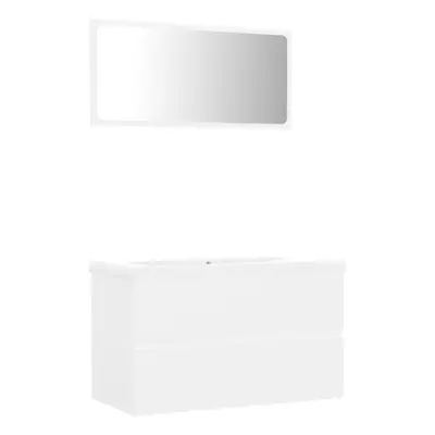 vidaXL Bathroom Furniture Set White Engineered Wood Wall Cabinet Home Cupboard