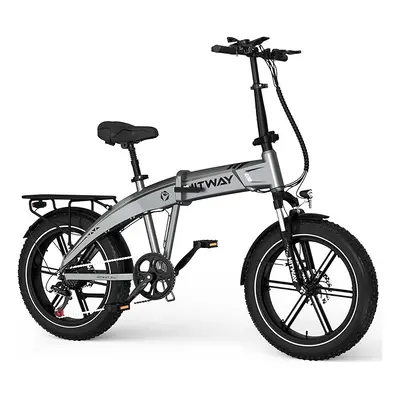 (Silver) Hitway BK36 20" Tire Folding Electric Bike 500W 48V 10.4Ah E-Bike