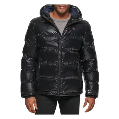 Tommy Hilfiger Men's Hooded Puffer Jacket Pearlized Black Large