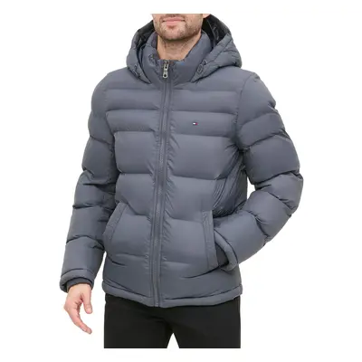 Tommy Hilfiger Mens Big Tall Hooded Puffer Jacket charcoal X-Large