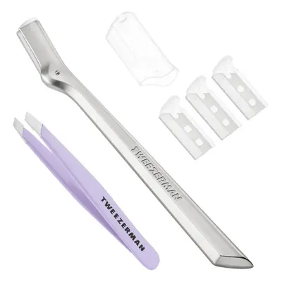 Exclusive Eyebrow Razor & Lavender Mini Slant Tweezer Set