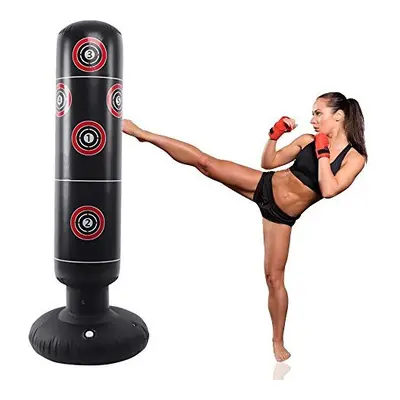 Inflatable Punch Bag 160cm Inflatable Heavy Boxing Bag Freestanding Target Stand Tumbler Black P