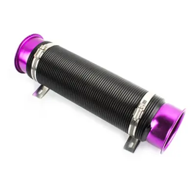 (Purple) 76mm 1M Car Air Intake Cold Pipe Flexible Duct Feed Hose Induction Kit Filter UK