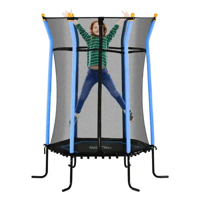 HOMCOM 5.4FT Kids Trampoline with Enclosure Indoor Outdoor Blue