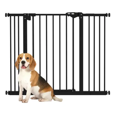 PawHut Adjustable Safety Gate w/ Extensions and Four Adjustable Screws, Black