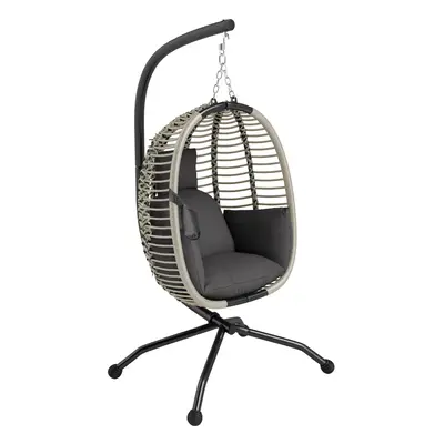 Outsunny Hanging Swing Chair w/ Thick Cushion, Hanging Chair, Dark Grey