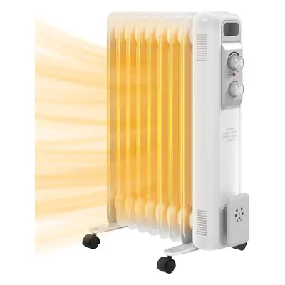 HOMCOM 2000W Fin Oil Filled Heater Radiator for Home, White