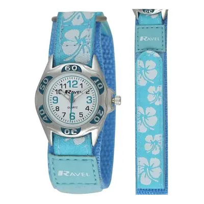 Ravel Girl's Velcro Hibiscus Watch - Blue R1507.21