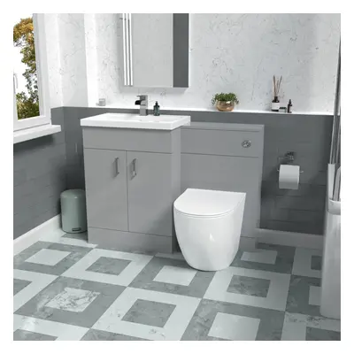 Nes Home 1100mm Freestanding Light Grey Basin Vanity & Back To Wall Toilet