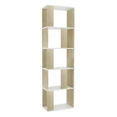 vidaXL Book Cabinet/Room Divider White and Sonoma Oak Engineered Wood Bookcase