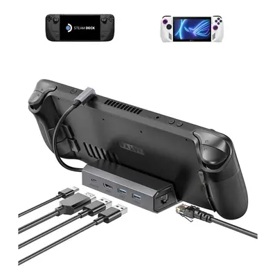 5-in-1 Docking Station Compatible with Steam Deck/OLED/ROG Ally/Lenovo Legion Go/MSI Claw, Steam