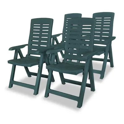 vidaXL 4x Reclining Garden Chairs 60x61x108cm Plastic Green Foldable Seat