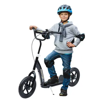 HOMCOM Push Scooter Teen Kids Stunt Bike Ride On with 12" EVA Tyres, Black