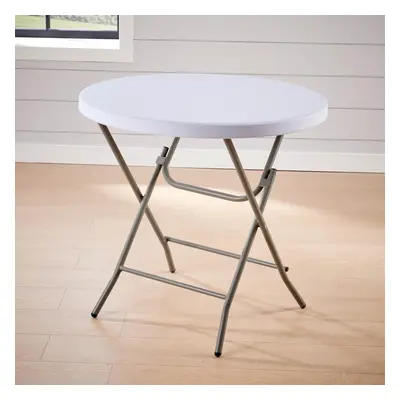 Home Source Indoor Outdoor 80cm Round Folding Trestle Table White