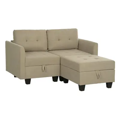 HOMCOM Modular Sectional Sofa with Storage, Seater Sofa Set, Light Brown