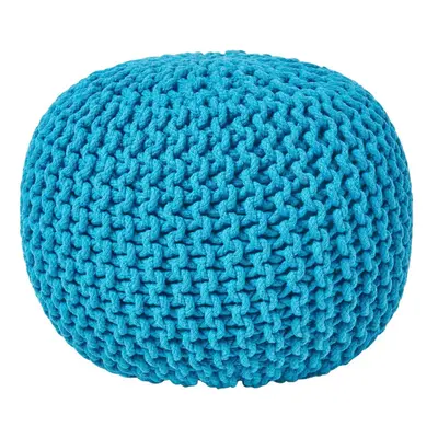 (Teal Blue) Knitted Cotton Pouffe Footstool Round x cm