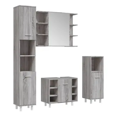 (grey sonoma) vidaXL Bathroom Furniture Set Piece Chipboard Sink Cabinet Wall Cabinet