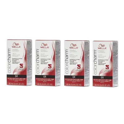 (6R â pack of 4) 6R Red Terra Cotta Wella Color Charm Permanent Haircolor