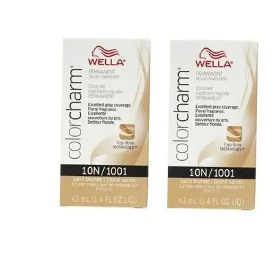 (10N - (2pks)) Wella 10N Satin Blonde Color Charm Permanent Liquid Haircolor