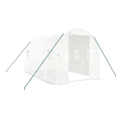 (white, x x m) vidaXL Greenhouse Walk in Greenhouse with Steel Frame Patio Outdoor Grow House