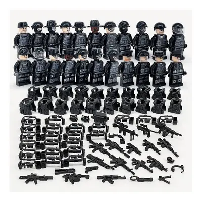 (Style B 24pcs) Military Soldiers Black SWAT Jeeps Minifigures Toys Fit Lego