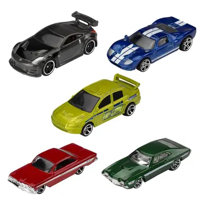 Hot Wheels Fast and Furious 5-Pack of Toy Cars in 1:64 Scale Replicas from The Movie with Exclus