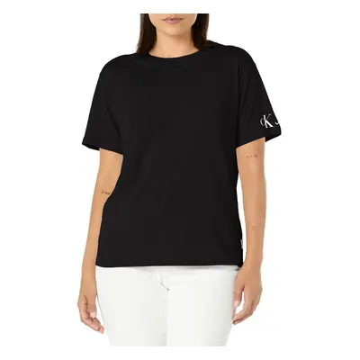 Calvin Klein Jeans Women's Logo Short Sleeve Tour Tee Black/White La