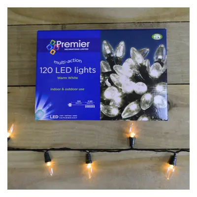 11.9m LED Premier Christmas Lights - Multi Action C6 Bulb in Warm White