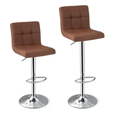 Set of Bar Stool PU Leather Counter Height Chair Swivel Adjustable Height