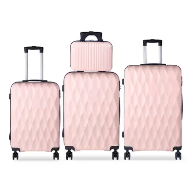 (Pink) 4PCS Travel Luggage Suitcase Set