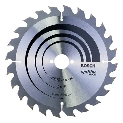 Bosch Optiline Wood Circular Hand Saw Blade, 230mm x 2.8mm x 30mm, Teeth, Silver