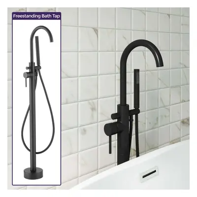 Floor Mounted Bath Shower Mixer Tap & Shower Kit Matte Black