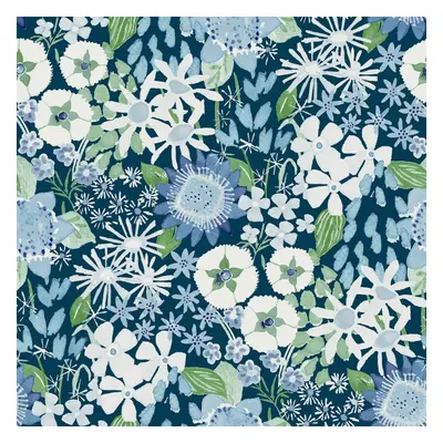 (Blue) Karina Wildflower Garden Vinyl Wallpaper Fine Decor