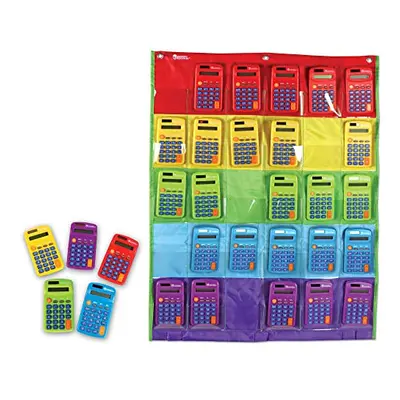 Learning Resources Rainbow Calculator & Storage Chart Set of Classroom Calculators Ages 3+