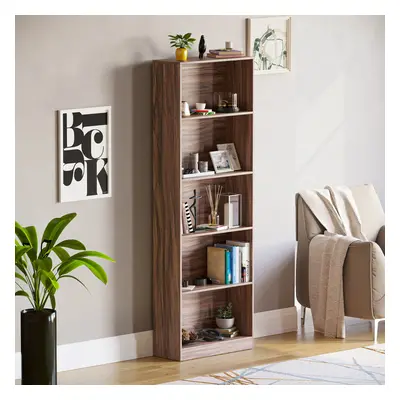 (Walnut) Cambridge Tier Bookcase Tall Shelf Storage Unit