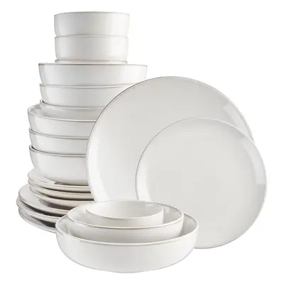 Cooks Professional Stoneware Dinner Set Nordic Kitchen Crockery Plate Bowl Mug Dish Piece White